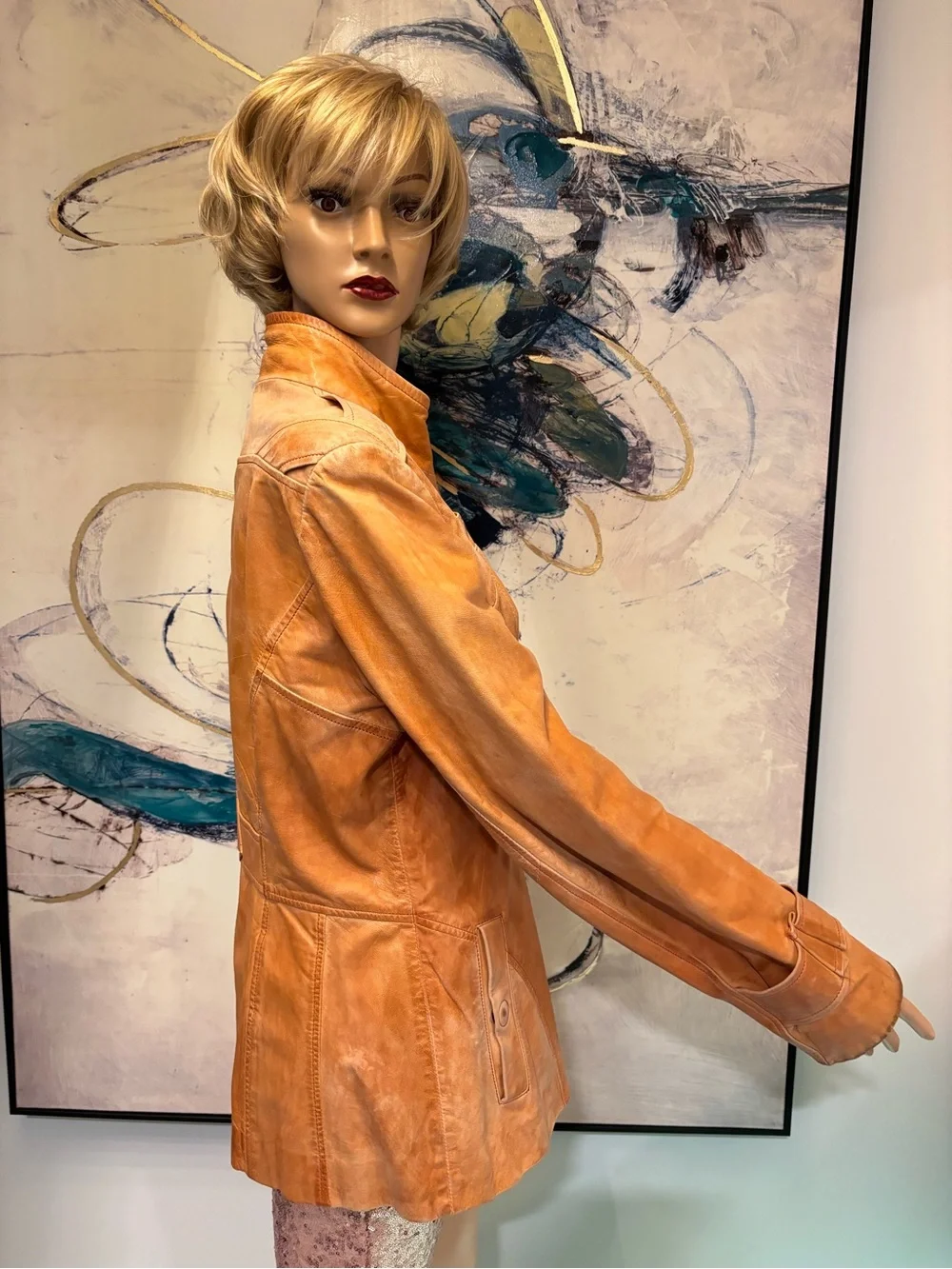 Danier Tan Leather Button-Front Jacket - Picture 6 of 16